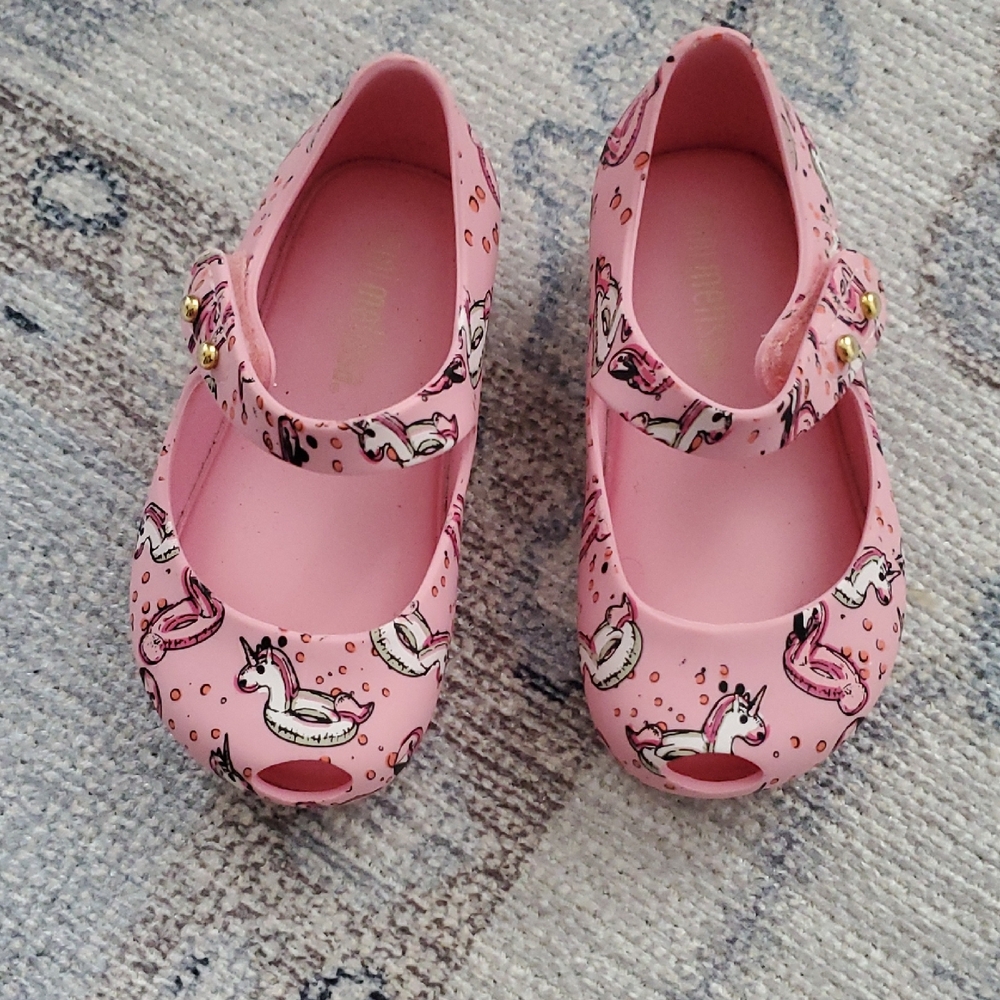 Mini Melissa Baby Girls Unicorn Float Pool Mary Jane Shoes Sz5.
